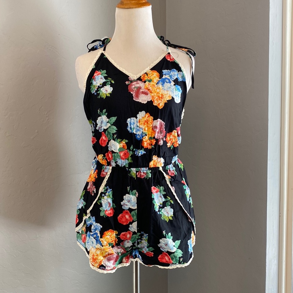 Black Floral Romper